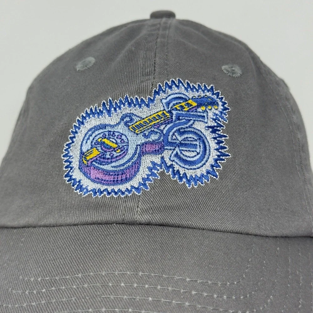 Gray Cotton Baseball Cap Embroidered Electric Guitar‎ Graphic Dad Hat Adjustable